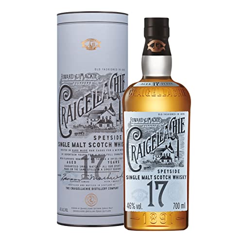 Craigellachie 17 Jahre alter Speyside Scotch Single Malt Whisky, 46% Vol., 700 ml, in edler Geschenkbox, in Sherry & Bourbonfässern veredelt, ideal als Whisky-Geschenkset, 70 cl von Craigellachie