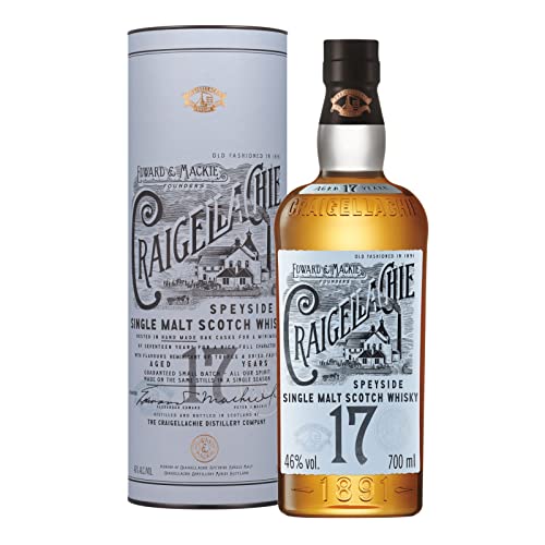 Craigellachie 17 Jahre alter Speyside Scotch Single Malt Whisky in edler Geschenkbox, in Sherry & Bourbonfässern veredelt, ideal als Whisky-Geschenkset, 46 Vol %, 70 cl/700 ml von Craigellachie
