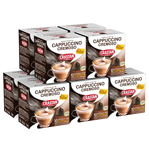 CRASTAN 1870, 100 Kapseln, 10 Kapseln Schachtel mit 10 cremigen Cappuccino-Kapseln, Dolce Gusto kompatible Kapseln, Instant-Kaffee und Milchgetränk-Mischung, glutenfrei, 100% Made in Italy CRASTAN 1870, 100 Kapseln, 10 Kapseln Schachtel mit 10 cremigen Cappuccino-Kapseln, Dolce Gusto kompatible Kapseln, Instant-Kaffee und Milchgetränk-Mischung, glutenfrei, 100% Made in Italy von Crastan 1870