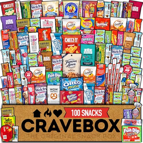CRAVEBOX Snackbox (100 Stück) Ostern Sortimentspackung Pflegepaket Geschenkkorb Erwachsene Kind Mann Mädchen Frauen Männer Geburtstag College Student Büro College Schulanfang von CraveBox