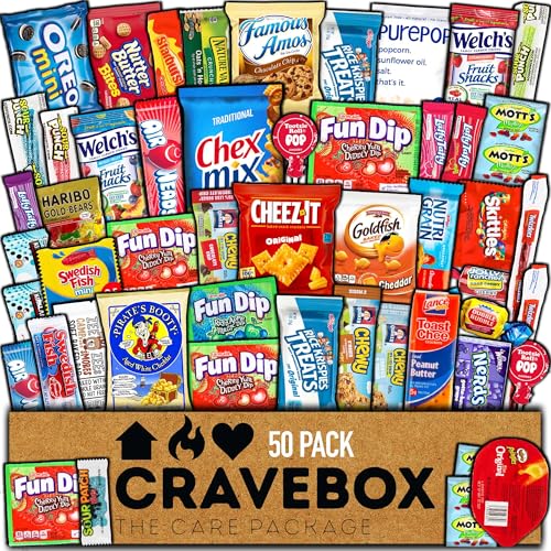 CraveBox Snackpaket mit verschiedenen Chips und Müsliriegeln und Popcorn (Packung à 30 Stück) von CraveBox