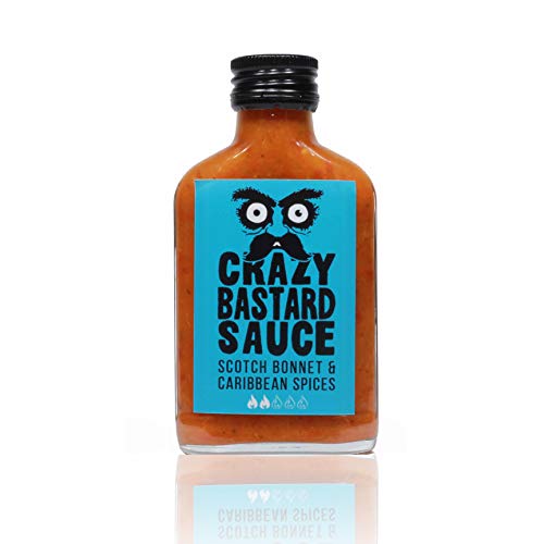 Crazy Bastard® Sauce - Scotch Bonnet & Karibische Gewürze - Würzig, Schmackhaft und Vollmundigeine Chilisauce perfekt als "Jerk-Sauce" und auf Reisgerichten (1 x 100ml flasche) von Crazy Bastard