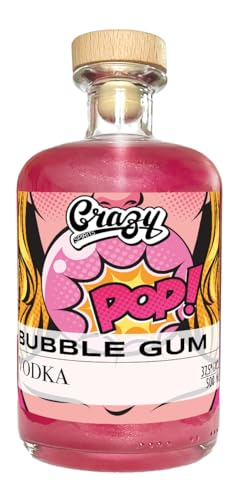 Crazy Spirits Bubble Gum Vodka – 500ml, 37,5% Vol – pinke Revolution mit frechem Kaugummi-Geschmack & Glitzer, wenig Zucker von Crazy Spirits