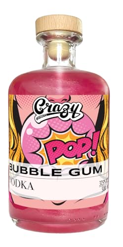 Crazy Bubble Gum Vodka – 500ml, 37,5% Vol – mit Glitzer, pinke Revolution mit frechem Kaugummi-Geschmack & Glitzer, wenig Zucker Crazy Bubble Gum Vodka – 500ml, 37,5% Vol – mit Glitzer, pinke Revolution mit frechem Kaugummi-Geschmack & Glitzer, wenig Zucker von Crazy Spirits