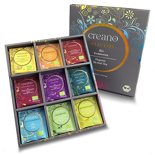 Creano Bio Kräutertee Geschenkset „ORGANIC HERBAL TEA“ - 27 Bio-Teebeutel in 9 unterschiedlichen Sorten - 54g - NEUHEIT 2022* von Creano