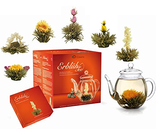 Creano Teeblumen Mix - Geschenkset "ErblühTee" mit Glaskanne Weißtee (6 verschiedene Sorten) Creano Teeblumen Mix - Geschenkset "ErblühTee" mit Glaskanne Weißtee (6 verschiedene Sorten) von Creano
