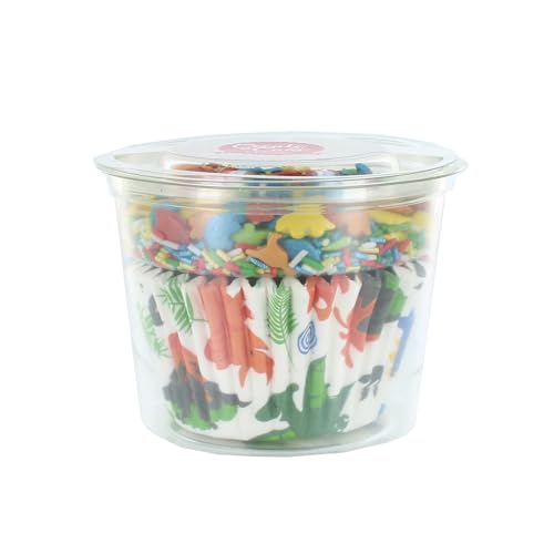 Create A Cake Dinosaurier-Cupcake-Streusel, gemusterte Backförmchen & Streusel, 25 Förmchen und 30 g Streusel, essbares Dekorationsset mit mehrfarbigen Zuckerdinosauriern und Zuckersträngen Create A Cake Dinosaurier-Cupcake-Streusel, gemusterte Backförmchen & Streusel, 25 Förmchen und 30 g Streusel, essbares Dekorationsset mit mehrfarbigen Zuckerdinosauriern und Zuckersträngen von Create A Cake