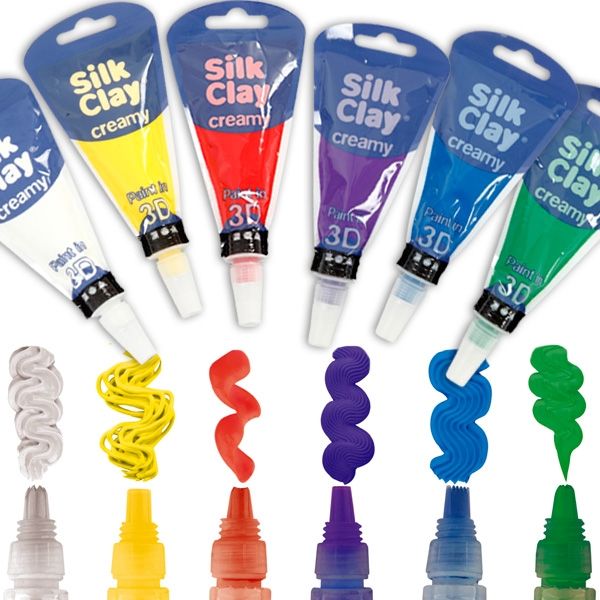 Silk Clay Creamy mit Spritztüllen, 6&nbsp;Stück in verschiedenen Farben von Creativ Company