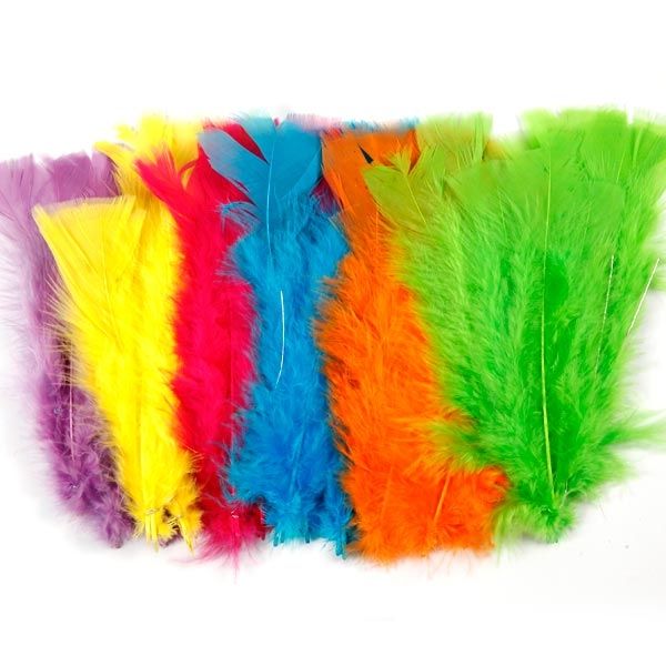 Flauschige Federn, 18 Stück, 11cm bis 17cm, für Bastelarbeiten, in trendy Farben von Creative Company