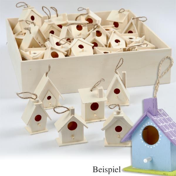 Großpackung Vogelhäuschen, aus Pappel, 60 Stück in 6 Designs von Creative Company