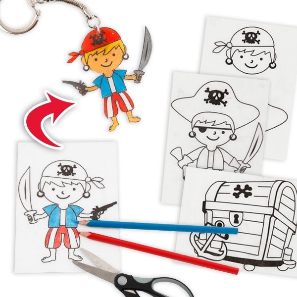 Piraten-Schrumpffolien Set mit 4 Piratenmotiven für Kids + Anleitung von Creative Company