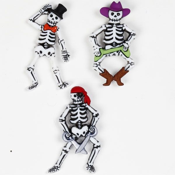 Skelett-Knöpfe zum Basteln, Verzieren, Dekorieren, 3,5cm, 3er Pack, geformt von Creative Company