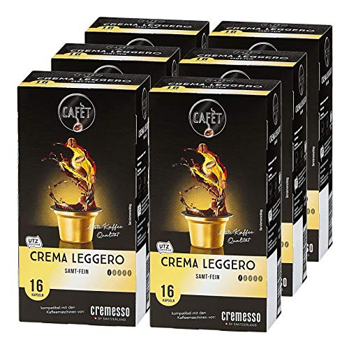 Cafet für Cremesso, Kaffekapseln Crema Leggero 96 Stück (6 x 16 Stück) von Cremesso