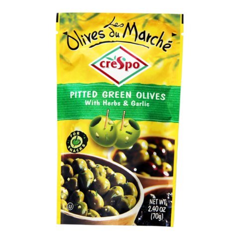 Crespo | Pitted Green Olive Herb/Garlic | 6 x 70G von Crespo