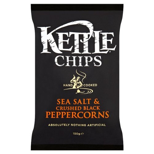 Kettle Chips Sea Salt mit schwarzen Pfefferkörnern 6x150g von Crisps