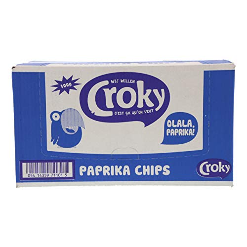 Croky Chips Paprika, vegetarisch-vegan-glutenfrei-laktosefrei - 12 Beutel x 100 Gramm von Croky