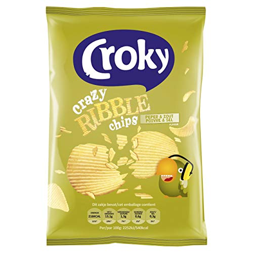 Croky Ribble Chips Pfeffersalz - 20 Beutel x 40 Gramm von Croky