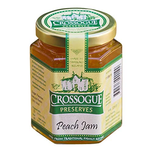 Peach Jam (Pfirsichmarmelade) ohne künstliche Farbstoffe, Aromen oder Konservierungsstoffe, hausgemacht in Irland von Crossogue Preserves