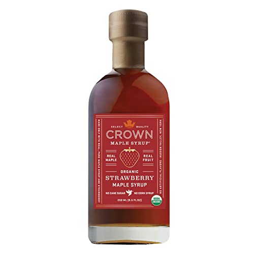 Strawberry Maple Syrup von Crown Maple (250 ml) - Erdbeer Ahornsirup - Vegan - Glutenfrei - amerikanischer Premium Bio-Ahornsirup mit Bio-Erdbeeren von Crown Maple