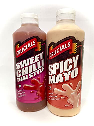 2 x Crucials (Thai Sweet Chili & Spicy Mayo Sauce) – 500 ml (& Doner Kebab Gewürzmischung) von Crucials