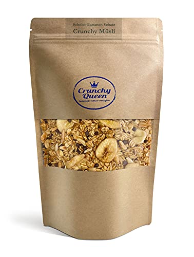 Crunchy Queen Schoko-​​Bananen Schatz Knusper-Müsli Schokolade Banane Granola vegan & palmölfrei (3x 340g) von Crunchy Queen - homemade · baked · crunchfood