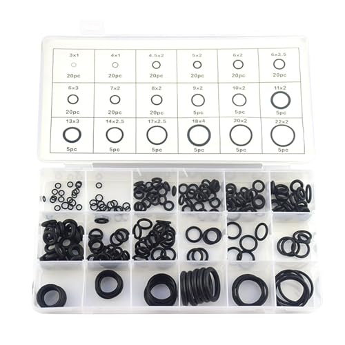 Packung Mit 225 Schwarzen Gummi O Ringen Sortimentsset Dichtungen Dichtungsringe 18 Größen Unterlegscheibendichtungen Für Sanitär Und Autoreparaturen Packung Mit 225 Schwarzen Gummi O Ringen Sortimentsset Dichtungen Dichtungsringe 18 Größen Unterlegscheibendichtungen Für Sanitär Und Autoreparaturen von Csnbfiop