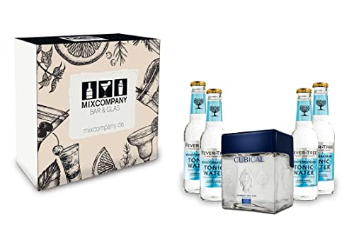 Cubical Geschenkset - London Dry Gin 0,7l (40% Vol) + 4x Fever Tree Mediterranean Tonic Water 200ml inkl. Pfand MEHRWEG - [Enthält Sulfite] von Cubical-Cubical