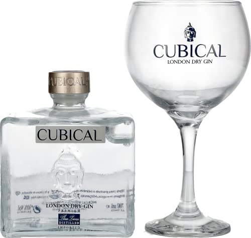 Cubical Premium London Dry Gin 40% Vol. 0,7l mit Stielglas von Cubical