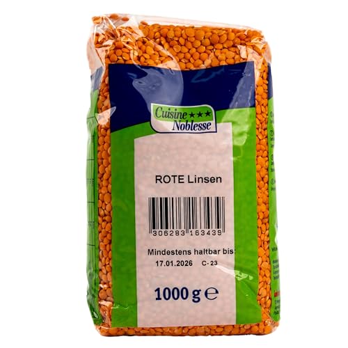 Cuisine Noblesse - Premium Rote Linsen 1 kg Packung in Gastro-Qualität - 100% Naturrein vollaromatisch ideal für orientalische Gerichte (Red Lentils) von Cuisine Noblesse