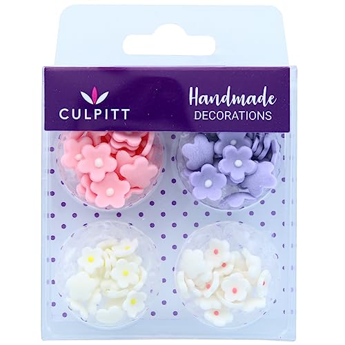 Culpitt 100 x Mini-Blumen sortiert, Zuckerpaste, 6 mm und 10 mm, mit königlichem Zuckerguss, Dekoration für Cupcakes und Kuchen, Rosa von Culpitt