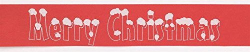 Red Merry Christmas Snowcaps Ribbon - 38mm x 1m von Culpitt