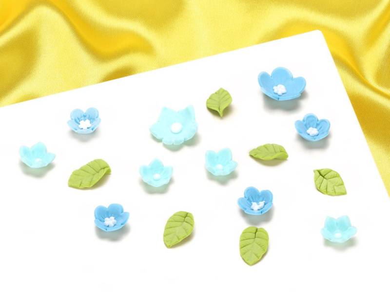 Zuckerdekor Blumen und Blätter Blau 16 Stück von Culpitt