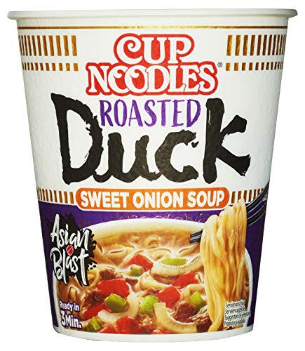 Nissin Cup Noodles – Roasted Duck, 8er Pack, Soup Style Instant-Nudeln japanischer Art, mit Entenfleisch-Geschmack & Gemüse, schnell im Becher zubereitet, asiatisches Essen (8 x 65 g) von NISSIN