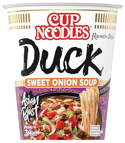 Nissin Cup Noodles – Duck, 8er Pack, Soup Style Instant-Nudeln japanischer Art, mit Entenfleisch-Geschmack & Gemüse, schnell im Becher zubereitet, asiatisches Essen (8 x 65 g) von Cup Noodles
