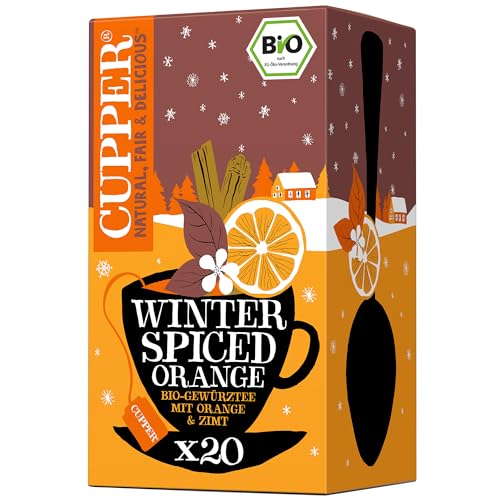 Cupper Bio Gewürztee "Winter Spiced Orange", Kräutertee, Chai, Zimt, Hibiskus, 20 ungebleichte Teebeutel, umweltfreundlich, fair gehandelt von CUPPER