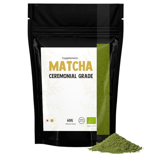 Cupplement Zeremonial Grade Matcha 60 Gramm Bio - Höchste Qualität Grüner Ceremonial - Ohne Bambusbesen & Schneebesen - Culunary Tee Pulver - Starter Set - Latte - Besen - Japan - Pulver - Tee - Whisk Cupplement Zeremonial Grade Matcha 60 Gramm Bio - Höchste Qualität Grüner Ceremonial - Ohne Bambusbesen & Schneebesen - Culunary Tee Pulver - Starter Set - Latte - Besen - Japan - Pulver - Tee - Whisk von Cupplement