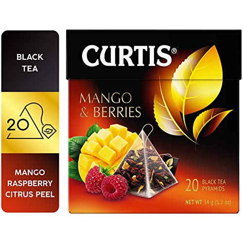 CURTIS MANGO AND BERRIES | Schwarzer Tee mit Orangenschalen- und Mango- und Himbeer-Aroma | 20 Pyramiden Beutel von Curtis