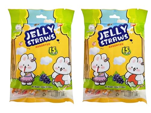 2x 300g Sweet Mellow Fruchtgummi Jelly Strips Straws Mix Fruchtgummi für Kinder, Jelly-Sticks, Gelee Süßigkeiten, Kindersüßigkeiten, Fruchtige Sticks, Fruchtstangen von Cyngert