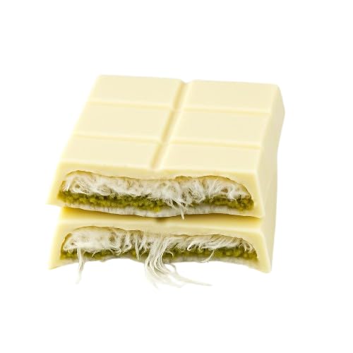 Angel Hair Schokolade 80g – Premium Weiße Schokolade mit Pistaziencreme und Zuckerwattefüllung – Edle Zutaten von Cyngert