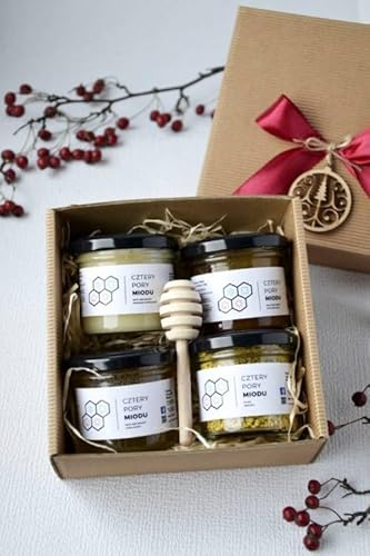 Mini-Honig-Geschenkset | 3 Sorten Honig 140g & 1 Bienenpollen 70g | Süße & gesunde Geschenkidee | Hochwertige Verpackung | 100% natürlich Mini-Honig-Geschenkset | 3 Sorten Honig 140g & 1 Bienenpollen 70g | Süße & gesunde Geschenkidee | Hochwertige Verpackung | 100% natürlich von Cztery Pory Miodu