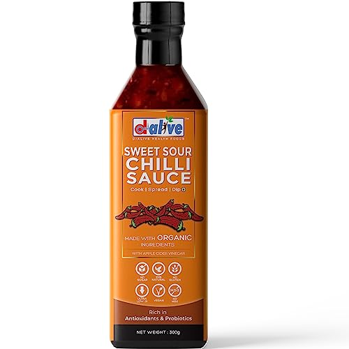 Sweet Sour Chilli Sauce (Dipping & Cooking), Sugar-free, 100% Natural & Fresh, Gluten-free, Low Carb, Ultra Low Gi, Vegan, Made in Small Batches, Packed in Glass Bottles (10.5 Oz) von D-Alive