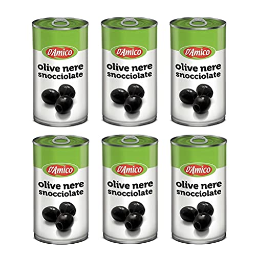 6x D'Amico Olive Nere Snocciolate Entkernte Schwarze Oliven 350g Dose Glutenfrei von D'Amico