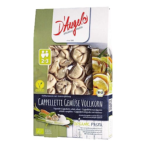 D'Angelo - Cappelletti Gemüse Vollkorn Teigware mit gemüsehaltiger Füllung - 0,25 kg - 10er Pack D'Angelo - Cappelletti Gemüse Vollkorn Teigware mit gemüsehaltiger Füllung - 0,25 kg - 10er Pack von D'Angelo