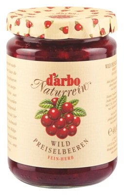 Darbo Naturrein Wildpreiselbeeren Kompott, 6 x 400g, 60 Prozent Fruchtanteil, Fein-Herb aus Skandinavien von Darbo