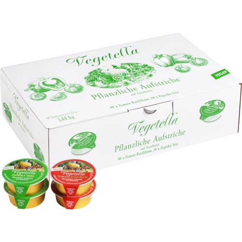 Vegetella Pflanzlicher Aufstrich auf Sojabasis 2-fach sortiert, (60 x 24g) von UINCLU