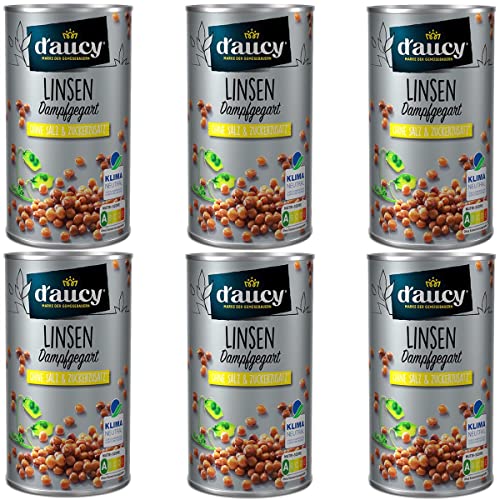 d'aucy Linsen - 100% ohne Salz und Zuckerzusatz, ohne Konservierungsstoffe, klimaneutral, 285 Gramm Dose von d'aucy