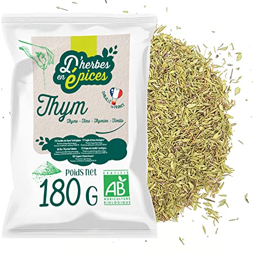 D'HERBES EN EPICES | Bio-Thymian 180g | Kräutertee und Aufguss in großen Mengen | Zertifiziert bio von D herbes en épices