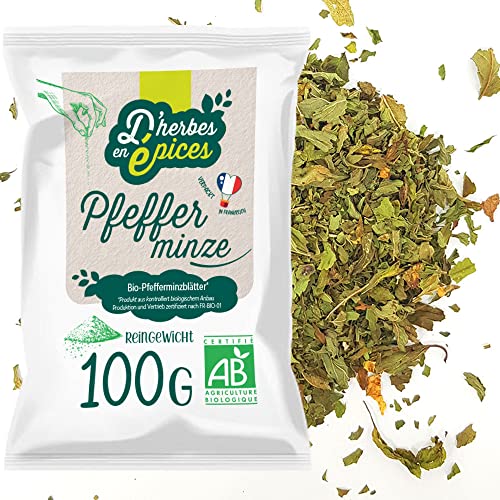 D'HERBES EN EPICES | Pfefferminze bio 100g | Kräutertee und Aufguss in großen Mengen | Zertifiziert bio von D herbes en épices