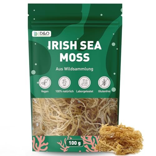 Irish Sea Moss, 100g Sea Moos aus Wildsammlung, Vegan, Roh, Seemoos Knorpeltang weiß, Verdickungsmittel pflanzliche Gelatine von D&O Nature Products