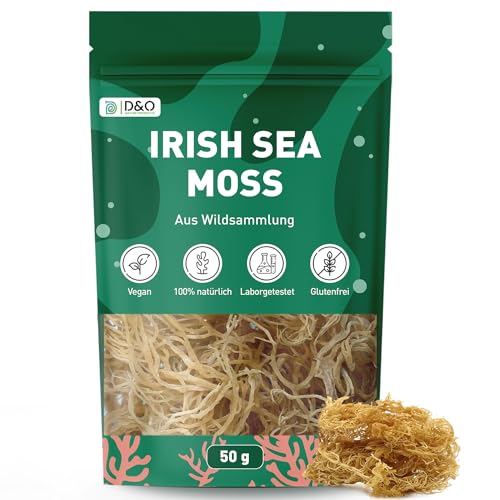 Irish Sea Moss, 50g Sea Moos aus Wildsammlung, Vegan, Roh, Seemoos Knorpeltang weiß, Verdickungsmittel pflanzliche Gelatine von D&O Nature Products